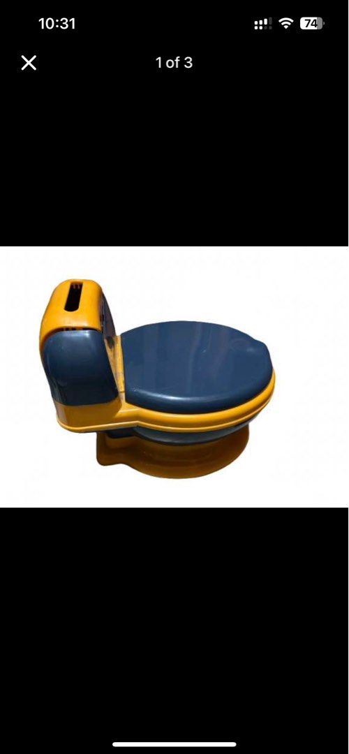 Potty Trainer (Category: Toilet Training) located in Navotas City. Submitted by ashiradani32783 (Listing ID 1441396856, Image 3). Description: With backrest pwede lagyan ng tissue. With foam para di masakit pag nakaupo si LO. Used but not abused kasi mas prefer ni LO ko sa toilet namin mismo. RFS bawas kalat sa bahay.