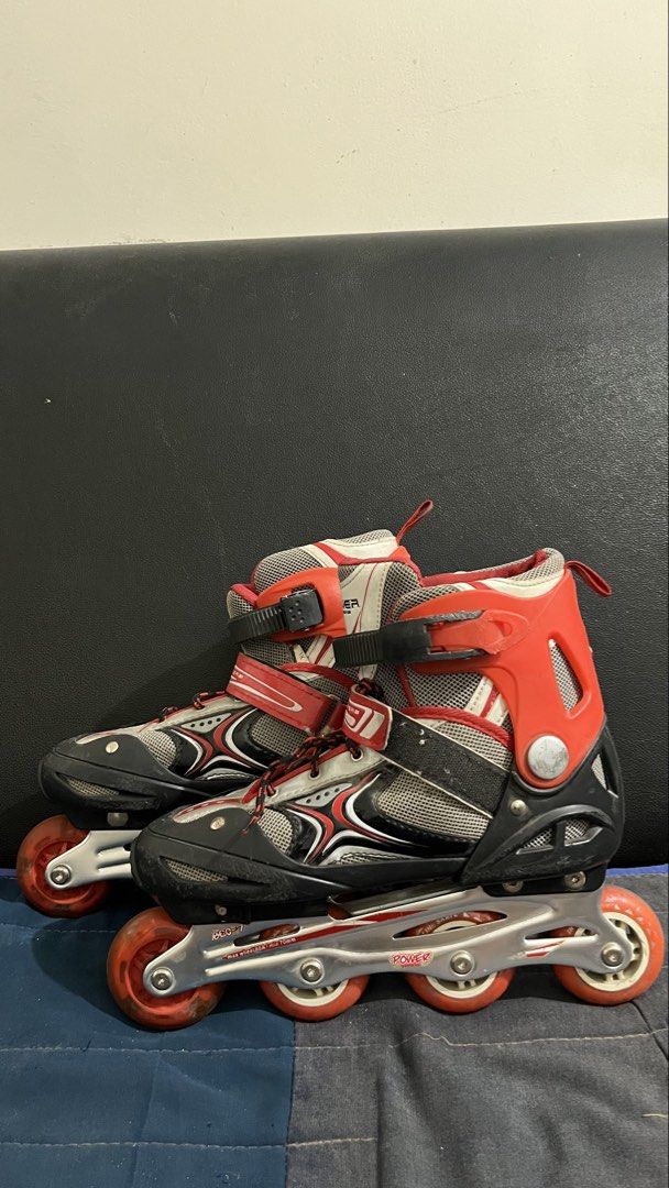 POWER Inline Skates - Red/Black/White - Size XL (Category: Skates, Rollerblades & Scooters) located in San Jose. Submitted by agalayugo25244 (Listing ID 1441405390, Image 1). Description: - POWER inline skates - Color: Red, black, and white - Size: XL, 40-42 - Condition: Used, but with plenty of life left - Ideal for: Cruising or learning tricks.