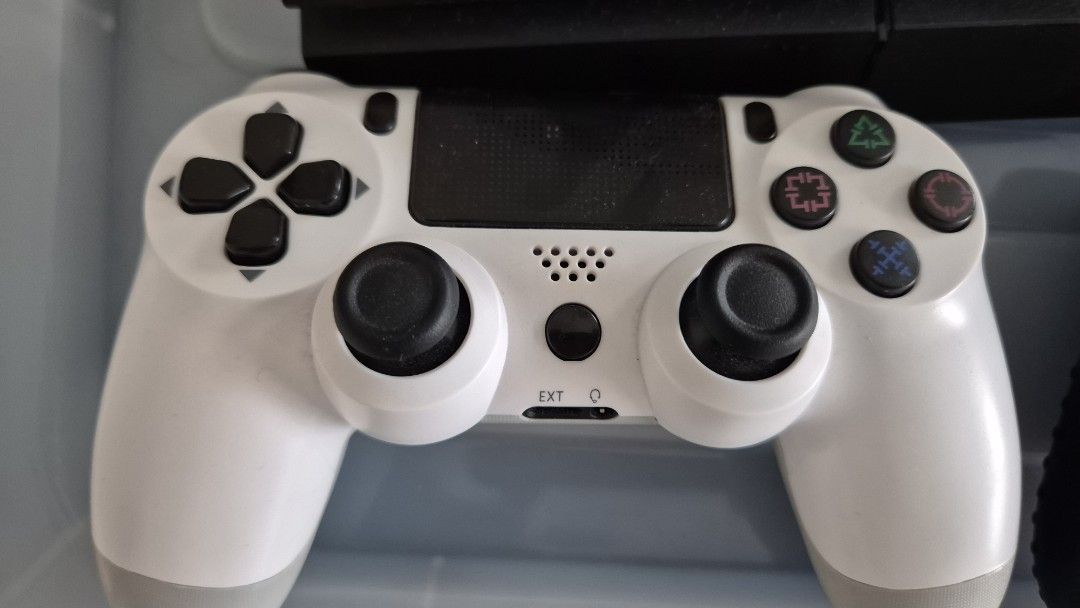 PS4 Console with 2 Controllers and 4 Games (Category: PlayStation) located in Antipolo. Submitted by declutterinboy (Listing ID 1441476463, Image 2). Description: - PS4 Console - 2 Controllers (1 White oem, 1 Black orig) - Comes with orig box not included in pic - 4 Games Included: -.hack//G.U. Last Recode - Fallout 4 Game of the Year Edition - Persona 5 - The Witcher 3: Wild Hunt Game of the Year Edition - Storage: 500 GB Pickup / delivery: uppe