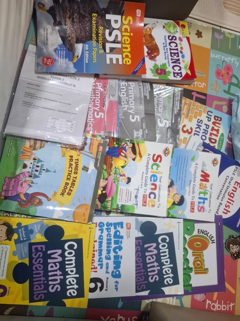 PSLE Science, Maths, English Books & Flashcards Bundle (Category: Children's Books) located in Singapore. Submitted by fastpacenow (Listing ID 1441513428, Image 1). Description: PSLE Revision Book Bundle and flashcards less than 50% used, some books not used at all Appreciate min 6 big packs of baby wet wipes in exchange.