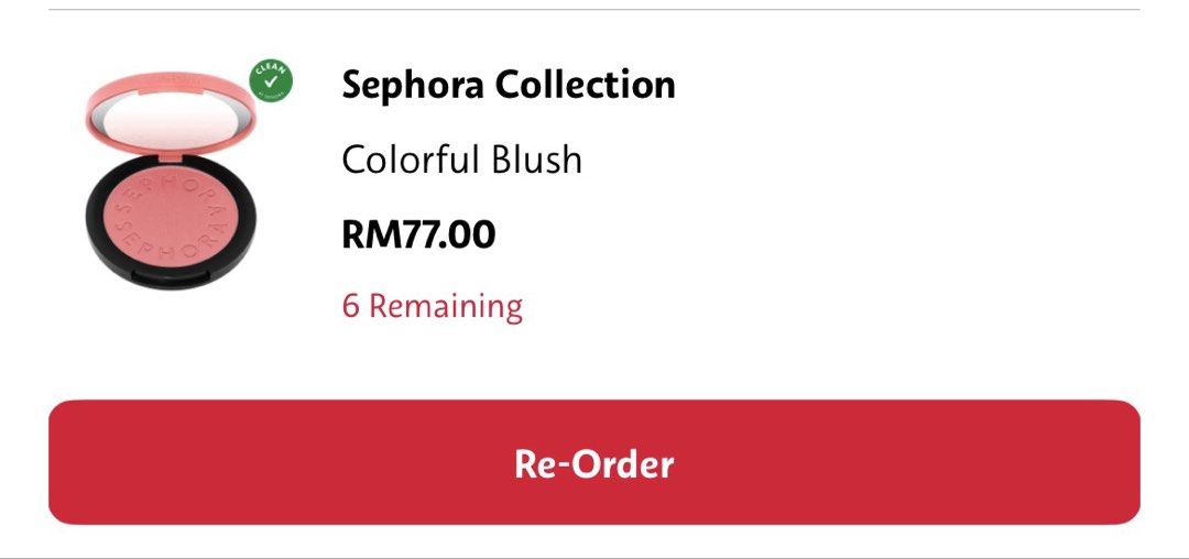Sephora Blusher Code 06 (Category: Makeup) located in Ampang. Submitted by hyunrvcha (Listing ID 1441550075, Image 3). Description: - Barely use it - Bought it on 26/2/2026 - NP RM77 but I wanna sell it Rm35 - Selling because of an overabundance of blushes .