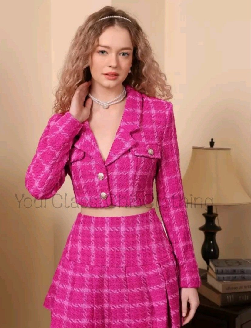 Shein-MOD Pink Tweed Coat Blazer (Category: Coats, Jackets and Outerwear) located in Manila. Submitted by yourclassychicclothing (Listing ID 1441514934, Image 1). Description: ‼️Complete details and dimension: size on tag XS, kasya din sa Small to Semi-Med, double lining, brand new with hang tag. ❗Reselling for a reasonable price. ❗Color may vary due to lighting conditions. ‼️Kindly manage your expectations..