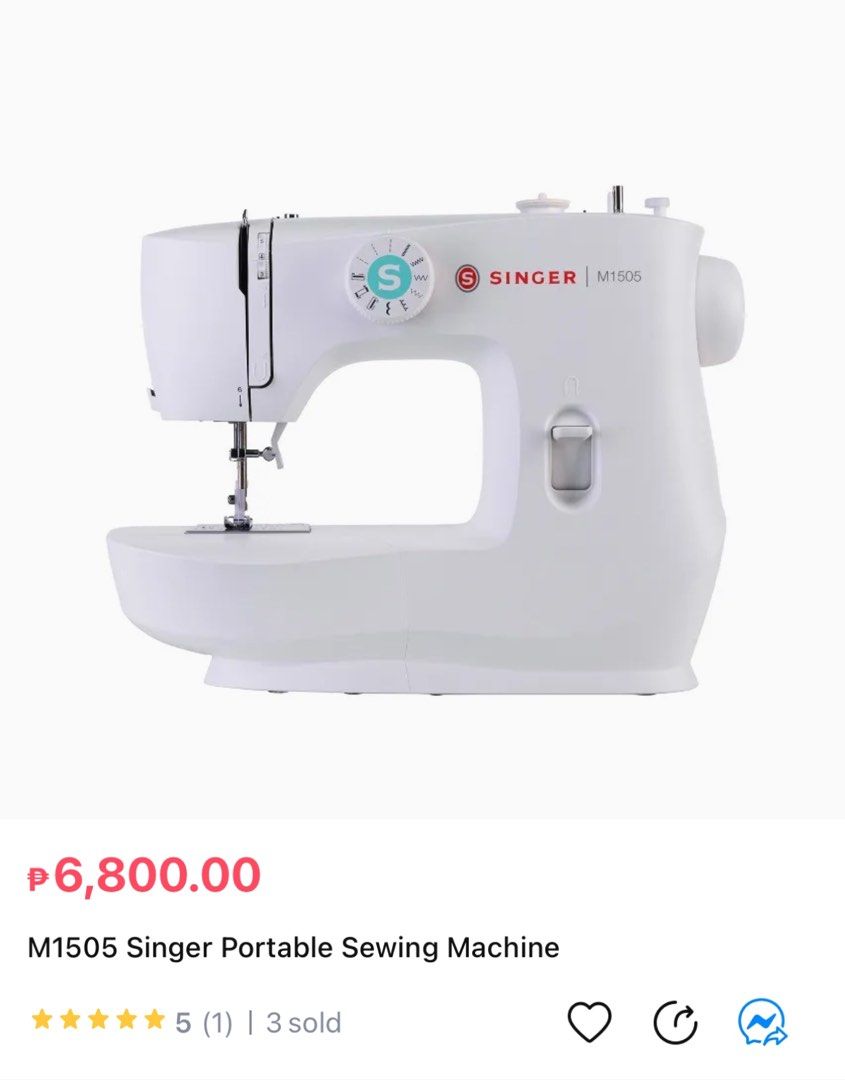 Singer M1505 Sewing Machine (Category: Other Home Appliances) located in Manila. Submitted by aanixoxo (Listing ID 1441533190, Image 2). Description: bought around january and used it once complete inclusion w freebies can do meetups anywhere within manila or pasay ^-^.