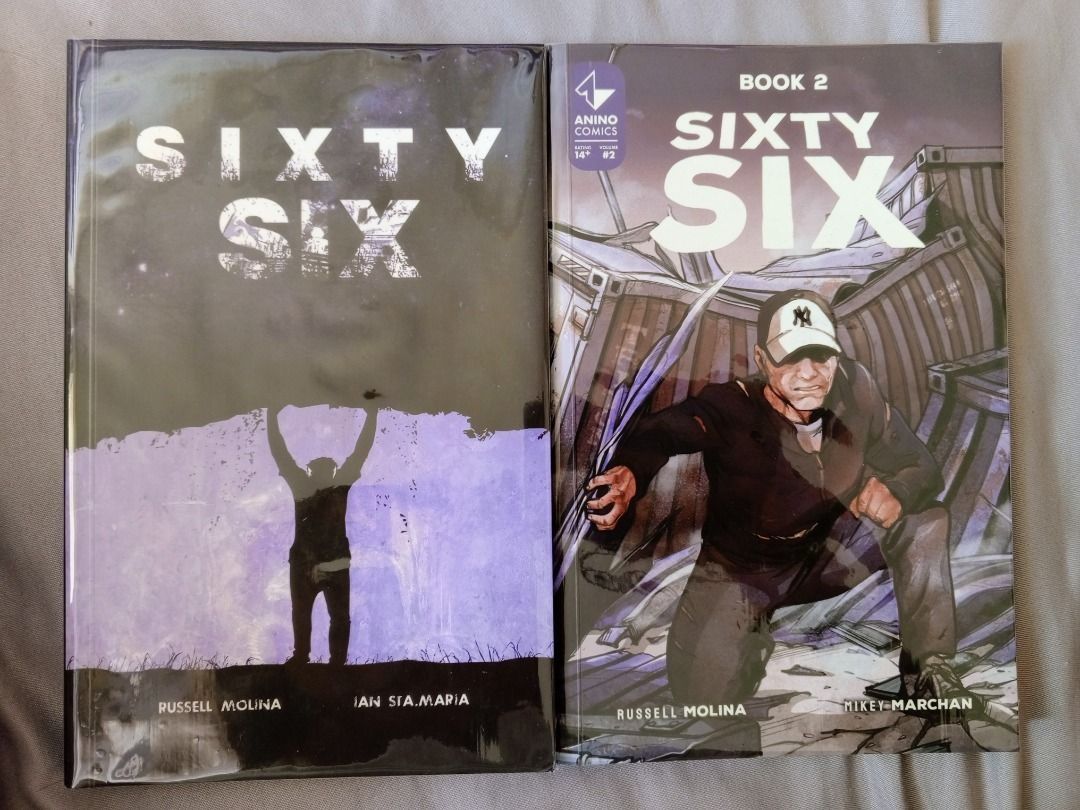 Sixty Six 1 and 2 by Russell Molina (Comic book) (Category: Comics & Manga) located in Pasig City. Submitted by booknhobs (Listing ID 1441395751, Image 1). Description: - Sixty Six Comics Book 1 & 2 available. - Both comics are wrapped in plastic cover. No tape touches the book. - Book 1 Credits: Russell Molina & Ian Sia Maria. - Book 2 Credits: Russell Molina & Rikey Marchan. - Published by Animo Comics..