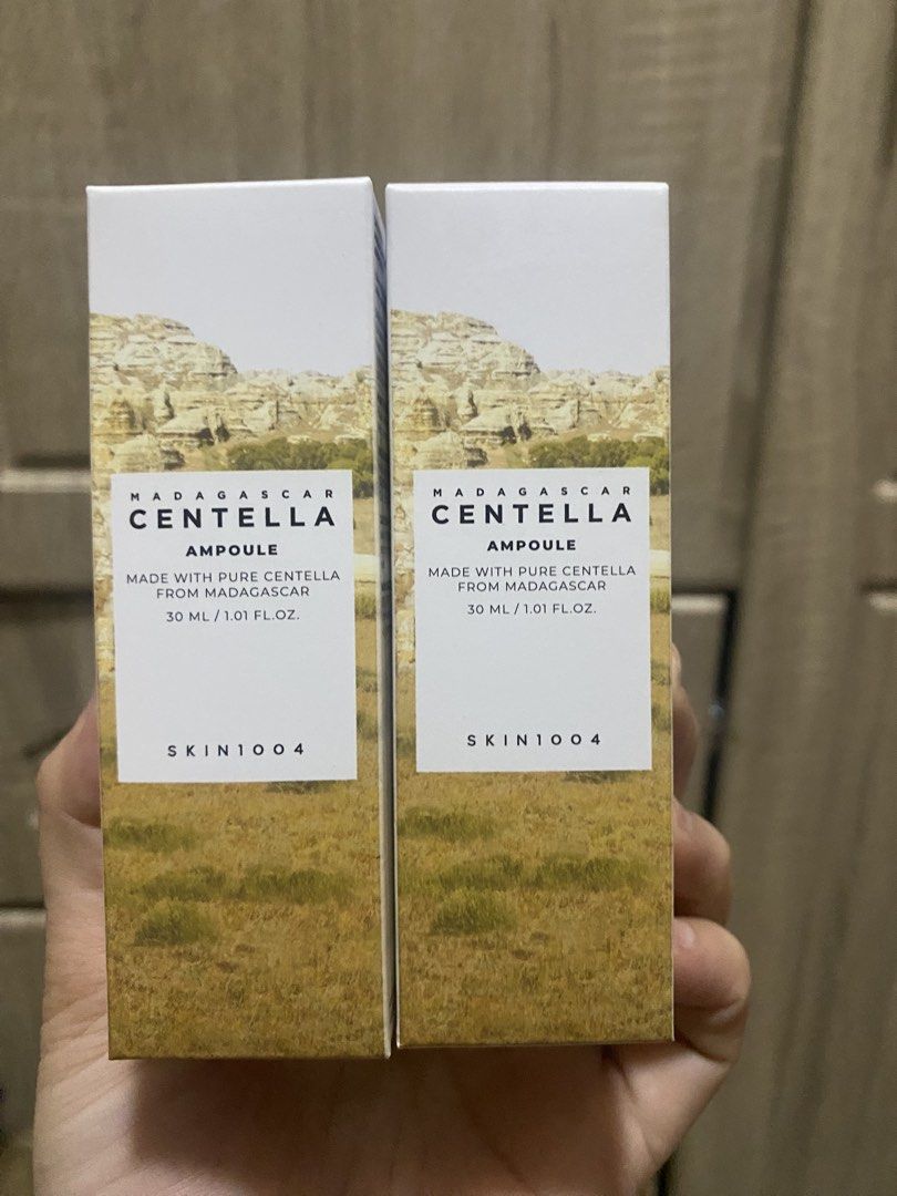 SKIN1004 Madagascar Centella Ampoule (2x 30ml) (Category: Face Care) located in Rizal. Submitted by skincarehaulph (Listing ID 1441532917, Image 1). Description: 250 only Set of 2 SKIN1004 Madagascar Centella Ampoules - Each bottle: 30ml / 1.01 fl.oz - Key Ingredient: Pure Centella from Madagascar - Benefits: Soothes and purifies the skin - Expiry Date: February 2025 - Origin: Made in Korea.