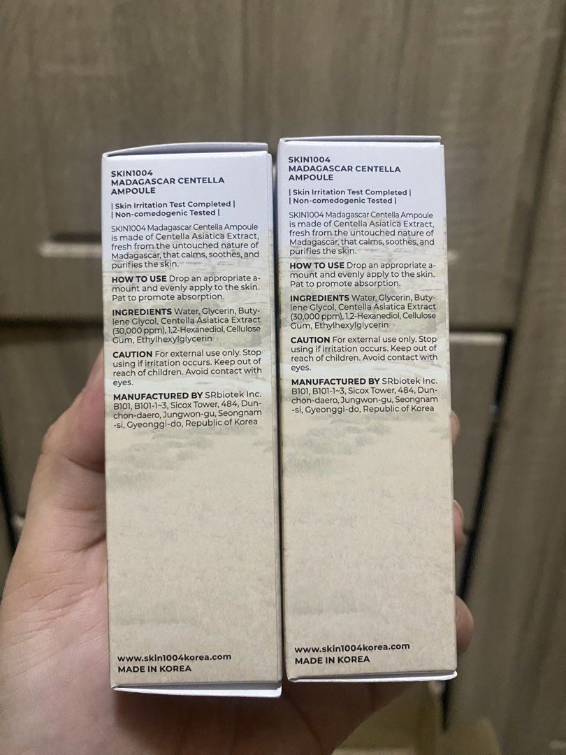 SKIN1004 Madagascar Centella Ampoule (2x 30ml) (Category: Face Care) located in Rizal. Submitted by skincarehaulph (Listing ID 1441532917, Image 3). Description: 250 only Set of 2 SKIN1004 Madagascar Centella Ampoules - Each bottle: 30ml / 1.01 fl.oz - Key Ingredient: Pure Centella from Madagascar - Benefits: Soothes and purifies the skin - Expiry Date: February 2025 - Origin: Made in Korea.