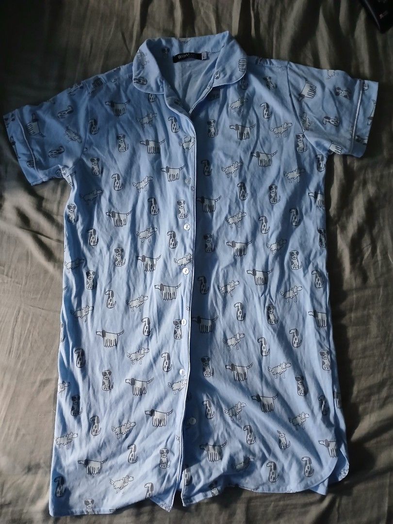 Sleepwear for women (Category: Undergarments & Loungewear) located in Quezon City. Submitted by dealmaker8 (Listing ID 1441410616, Image 1). Description: sleepwear dress brand SM woman small on tag design detail dogs color cloudy blue width 21 length 31.