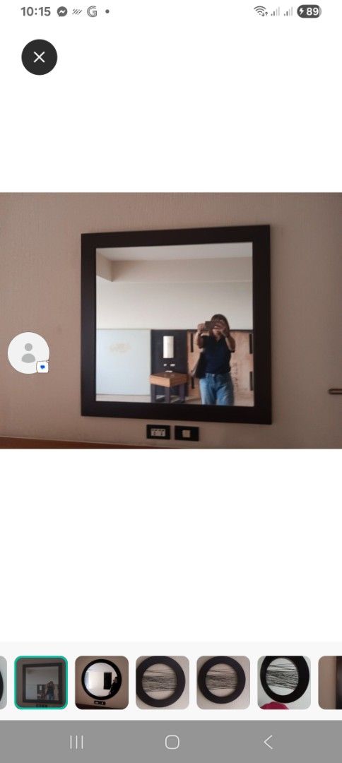 Square Mirror with Dark Brown Frame (Category: Mirrors) located in Las Pinas. Submitted by jesus1smysavi0r (Listing ID 1441582490, Image 3). Description: - Square mirror with a sleek dark brown frame. - Can be hung on a wall or placed on a surface. - Ideal size for bedrooms, entryways, or hallways. - Provides clear and excellent reflection. - Simple, modern frame design complements various decor styles. also available in natural color.