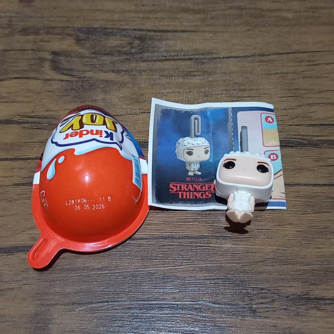 Stranger Things kinder joy Eleven (Category: Figurines & Statues) located in Santa Rosa. Submitted by chaneloberli.n (Listing ID 1441546930, Image 2). Description: - Comes with the original Kinder Joy egg wrapper and leaflet. - no chocolate last price posted 🌎 santa rosa city laguna 🤑 gotyme qr, maribank qr, bank transfer (landbank) 💌 j&t, lbc (no rush) I'm not liable for any damages that will occur within shipping. No returns or refund..