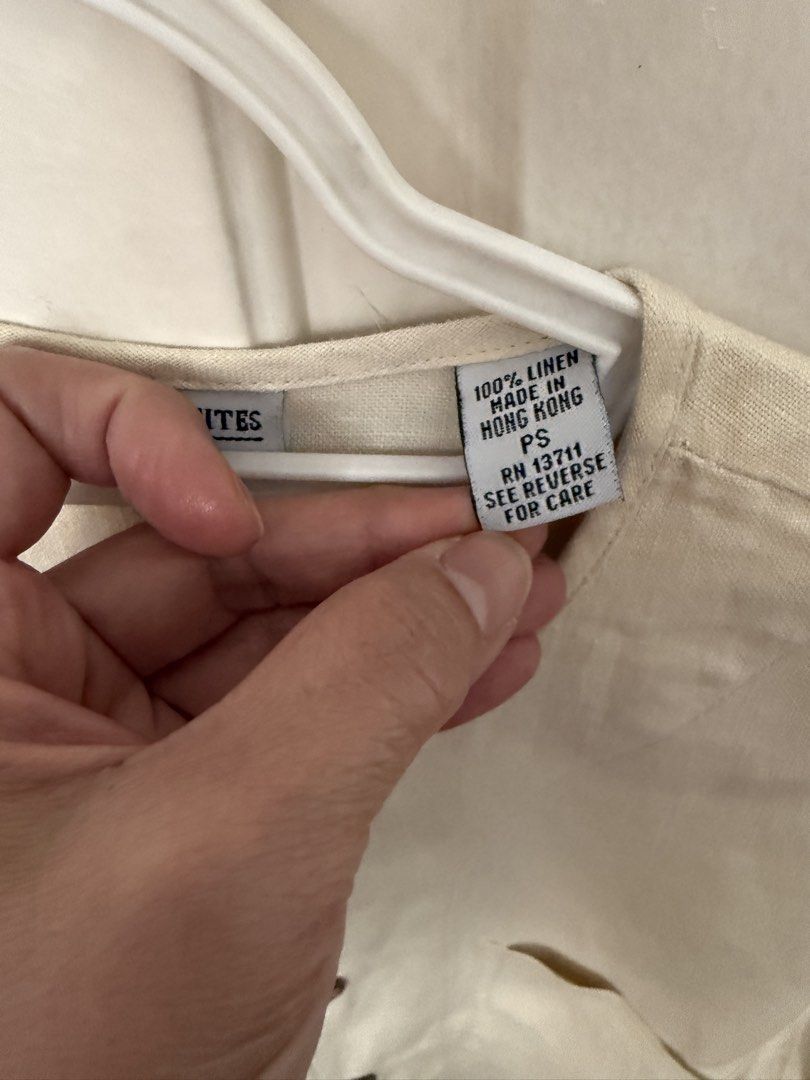 Talbots Woman Linen Jacket Petite (Category: Coats, Jackets and Outerwear) located in Quezon City. Submitted by tulip03 (Listing ID 1441411435, Image 3). Description: - Talbots Woman linen jacket - Color: Light cream - Neckline: Collarless - Closure: Button-up front - Pockets: Two front pockets - Sleeves: Long sleeves - Material: Linen - Origin: Made in Hong Kong - Size: PS (Petite Small).