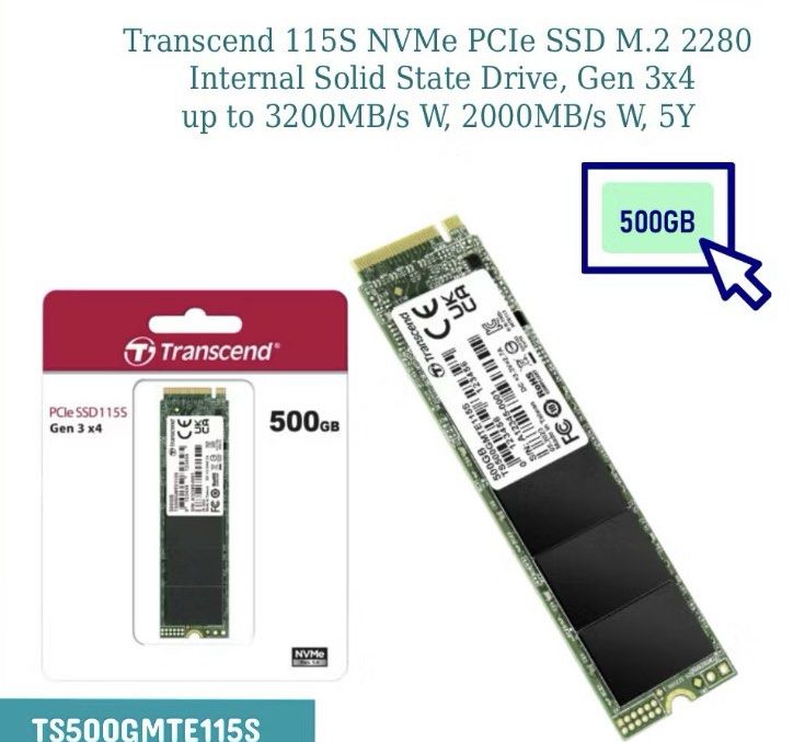 Transcend 115S NVMe PCIe SSD M.2 2280 500GB