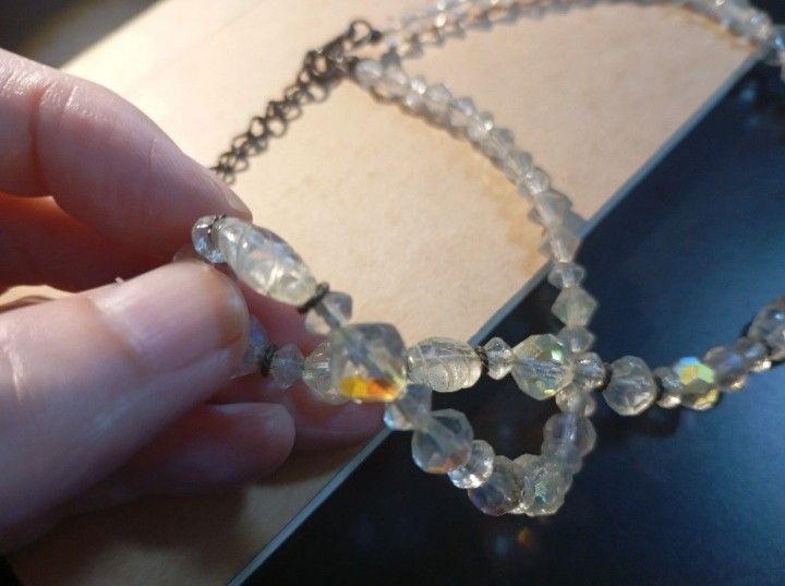 VINTAGE CRYSTAL NECKLACE 3 (Category: Necklaces) located in Makati City. Submitted by fr_lll (Listing ID 1441530456, Image 3). Description: VINTAGE CRYSTAL NECKLACE 3 (Over 50 years old) In very good condition as seen in photos. Note: Discoloration of silver elements due to age. Selling for Php 1,395 only Delivery via Grab Express, Lalamove. SF for the account of the buyer. Item will be marked sold / reserved upon receipt of payment. MOP: BPI, GC