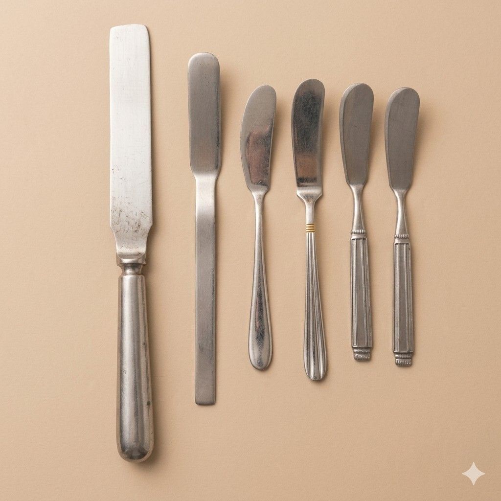 Vintage Stainless Steel Assorted Knife Collection (Category: Dinnerware & Cutlery) located in Quezon City. Submitted by lem1998 (Listing ID 1441566600, Image 1). Description: ​Elevate your table setting with this curated set of vintage stainless steel knives. Featuring a mix of classic designs—from a sturdy, long-handled spreader to elegant, slender butter knives with fine detailing—this collection adds a touch of timeless charm to any kitchen or
