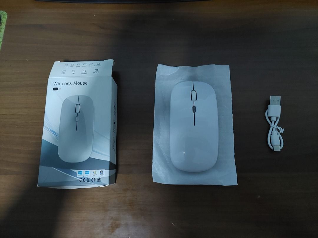 White Wireless Mouse with USB Charging Cable (White Colour)471392639413145601