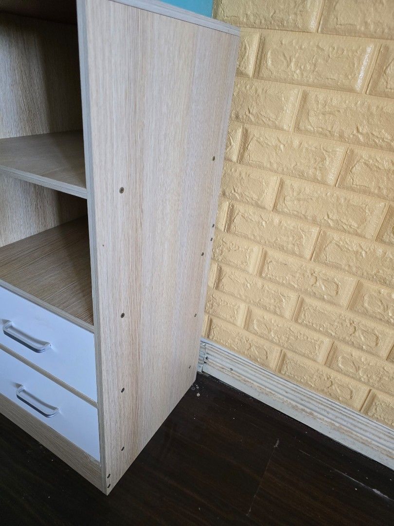 Wooden Minimalist Cabinet (Category: Shelves, Cabinets & Racks) located in Quezon City. Submitted by lorenandi (Listing ID 1441474623, Image 3). Description: Minimalist cabinet for kitchen, living room, bedroom, or anywhere in the house. Dimensions (HWD): 80 x 60 x 35cm .