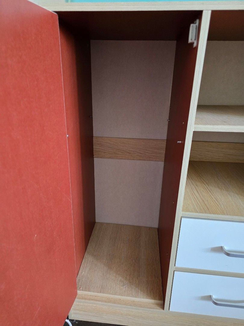 Wooden Minimalist Cabinet (Category: Shelves, Cabinets & Racks) located in Quezon City. Submitted by lorenandi (Listing ID 1441474623, Image 2). Description: Minimalist cabinet for kitchen, living room, bedroom, or anywhere in the house. Dimensions (HWD): 80 x 60 x 35cm .