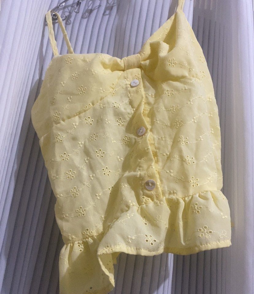 Yellow Ribbon Eyelet Sleeveless Top (Category: Blouses) located in Mandaue City. Submitted by Currentcrs (Listing ID 1441518937, Image 3). Description: .