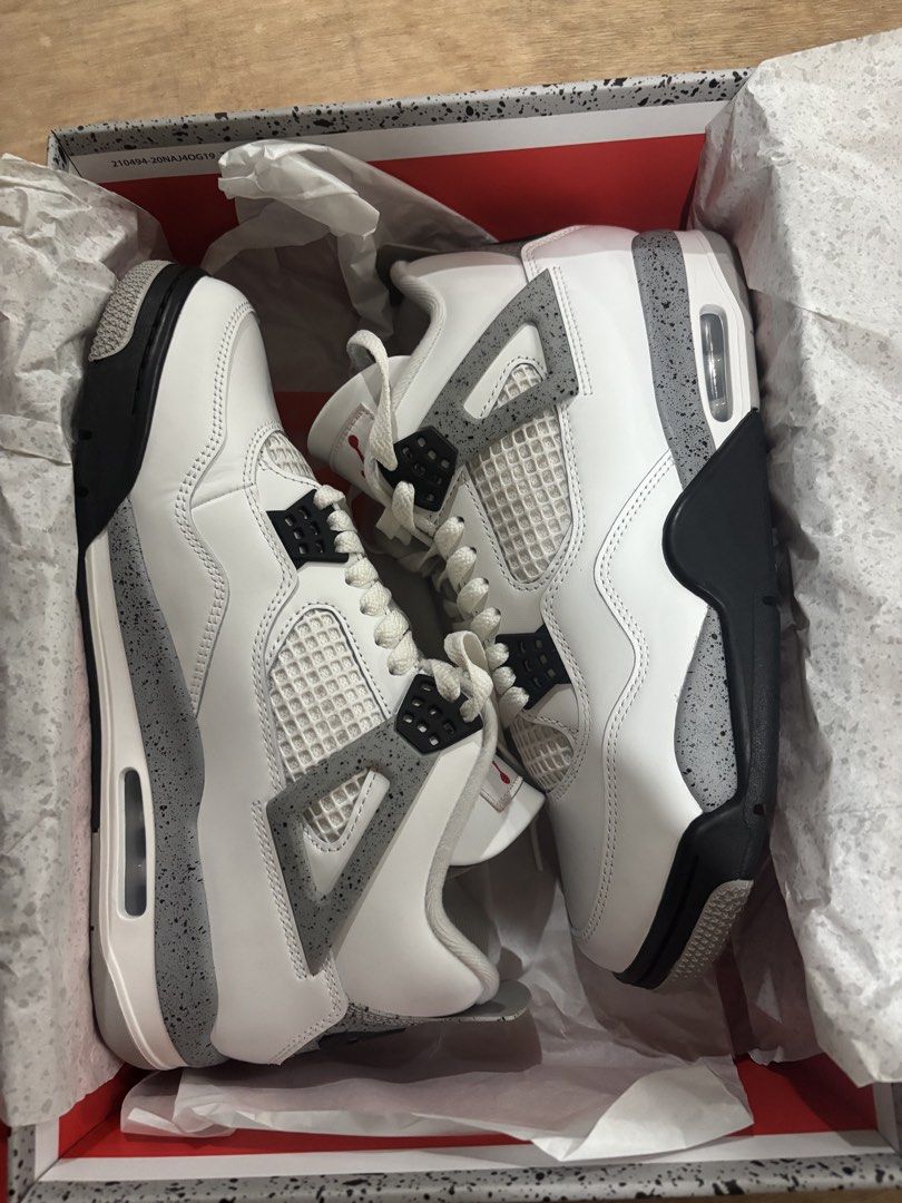 Air Jordan 4 Retro 'White Cement' (Category: Sneakers) located in Caloocan City. Submitted by ladiachrist48464 (Listing ID 1445032051, Image 3). Description: Selling my Jordan 4 White Cement. ✅ Worn once only ✅ Excellent condition ✅ Clean inside and out ✅ 100% legit (with proof of purchase) ✅ Includes original box Size: US10.5 📍Manila/QC 🚚 Shipping via Lalamove at buyer’s expense..