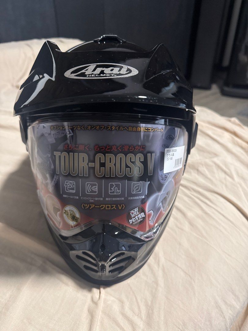 Arai helmet - Arai tour cross v black (Category: Motorcycle Accessories) located in Singapore. Submitted by roy75 (Listing ID 1444217313, Image 3). Description: Arai tour cross v helmet bnib black Brand new bought in Japan. M Size. Glossy Black..