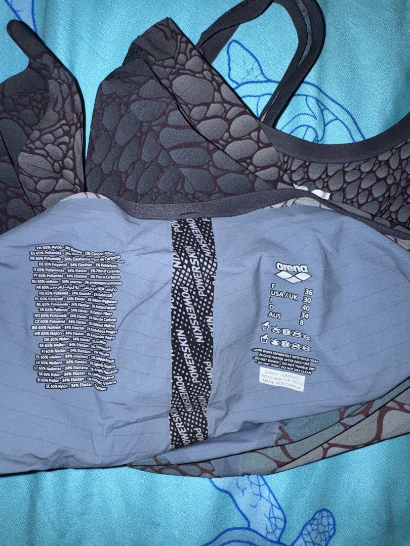 Arena Powerskin Full Body Racing Swimsuit (Category: Bikinis & Swimsuits) located in Manila. Submitted by eleyven (Listing ID 1444977843, Image 3). Description: 🏊‍♀️ Arena Powerskin Racing Kneeskin Authentic Arena Powerskin race suit Unique black pebble/stone pattern Size: AUS 8 / USA/UK 30 / D 40 Used only twice Excellent condition (around 95% condition) No tears, holes, or major flaws Compression and fabric still in great shape Made in Slovaki