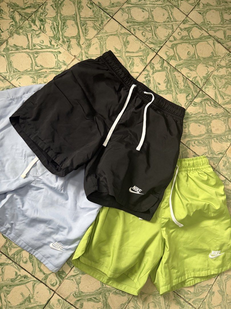 ASPACK 3 Nike Woven Flow Shorts (Category: Shorts) located in Manila. Submitted by jasonjl7 (Listing ID 1444942765, Image 2). Description: SRP 1895 each As pack only 2800 All size small Fits 28-32 waist.