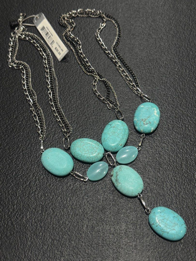 Authentic Guess Layered Chain Necklace with Real Turquoise Stones (Category: Necklaces) located in Baguio. Submitted by paatttyyyy (Listing ID 1444907921, Image 2). Description: .