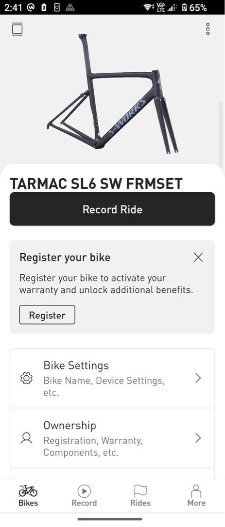 (Authentic) Specialized S-Works Tarmac SL6 Rim Brake Dura-Ace/Ultegra (Category: Bicycles) located in Singapore. Submitted by kirakin (Listing ID 1444869708, Image 3). Description: Specialized S-Works Tarmac SL6 Rim Brake – Dura-Ace / Ultegra Mix Specifications: • S-Works Tarmac SL6 frame (Authentic, no accident) • Mechanical Shimano Dura-Ace / Ultegra Size : 49 Groupsets: shimano dura ace R9000 shifter Shimano Dura ace R9000 RD with Kactus Tech 