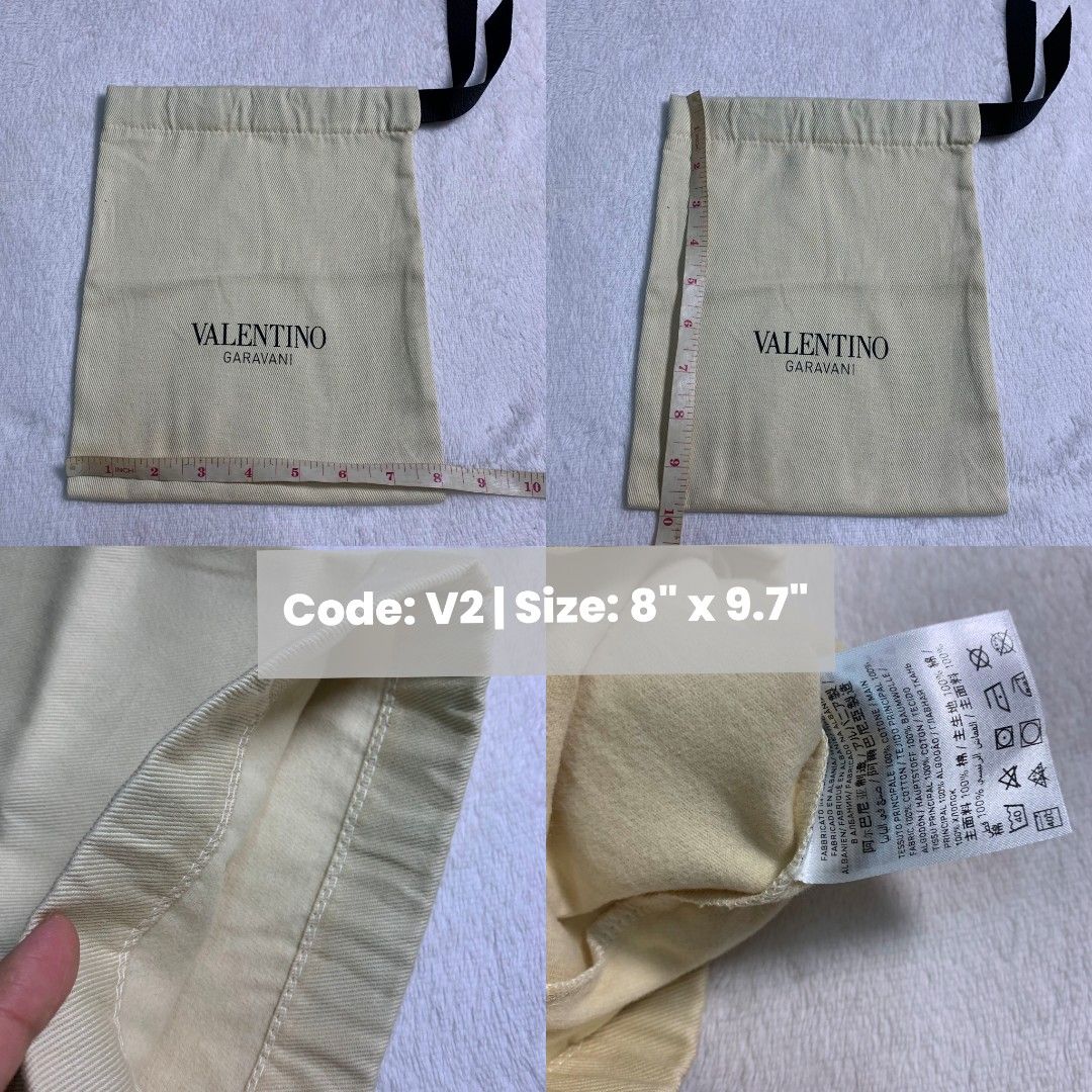 Authentic Valentino Garavani Dust Bags (Category: Luxury Bags & Wallets) located in Manila. Submitted by poupeefrills (Listing ID 1444880141, Image 2). Description: Authentic V Dustbags Details on each photo Price List: •V1 - 350php •V2 , V3, V4 - 500php This shop is not affiliated with any of the brands featured in this account. All rights and registered trademarks remain the property of the respective brand owners. .