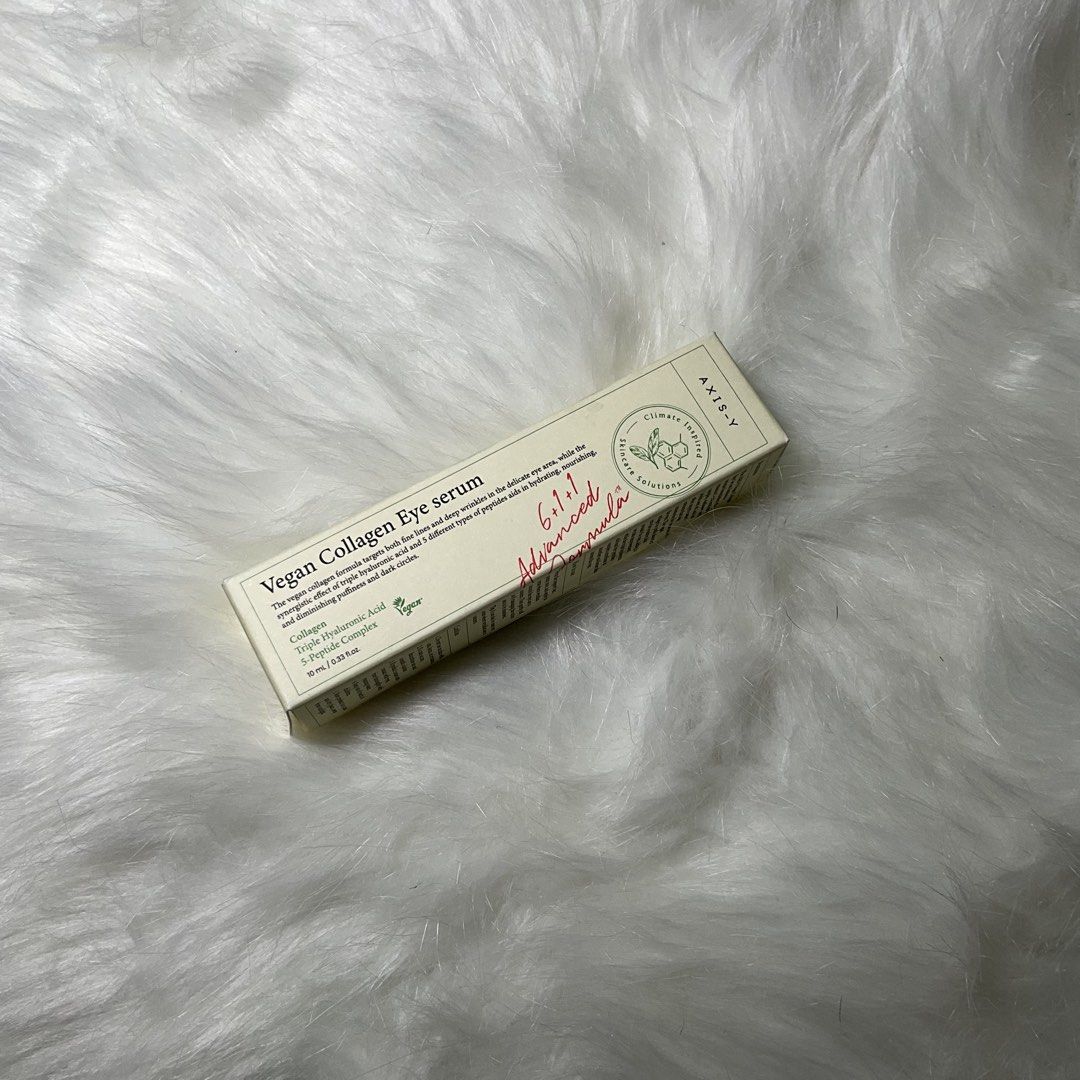AXIS-Y Vegan Collagen Eye Serum 10ml (Category: Face Care) located in Manila. Submitted by randomlyyoursph (Listing ID 1445002430, Image 1). Description: Reason for sale: Decluttering (in other word, madami na po me gamit, ayaw ko ma expired sila dahil tinatambak ko lang sila, gets?) THIS IS ORIGINAL, ORIGINAL TALAGA AS IN! SF NOT INCLUDED EXP: 2028 Info: Noticing wrinkles around your eyes? It’s the right time to focus on resilience. AXIS-Y proud