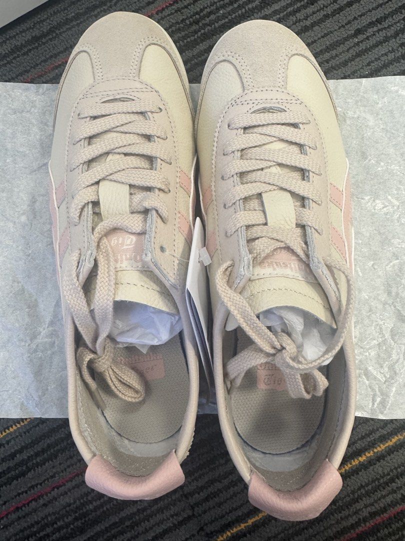 BNWT Onitsuka Tiger Mexico 66 Pink Beige Sneakers (Category: Sneakers) located in Singapore. Submitted by ms.lecheng (Listing ID 1445008541, Image 2). Description: - Onitsuka Tiger Mexico 66 sneakers - Color: Beige and Pink - Size: EURO 39.5(25cm) - Condition: Great for casual wear - Only shoes . No box .