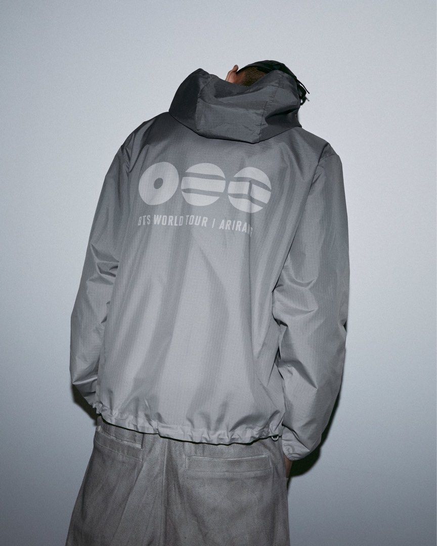 ON HAND BTS ARIRANG WIND JACKET (Category: Coats, Jackets and Outerwear) located in Manila. Submitted by kookcore (Listing ID 1445041788, Image 2). Description: BTS ARIRANG OFFICIAL MERCH WIND JACKET (GRAY) • size: M • brand new • bought it thru weverse pickup in busan • on-hand / can be ship locally nationwide • payo ₱6,500 + local sf mop: gcash, bdo, bpi 🏷️ bts arirang rm namjoon jin jhope suga yoongi jimin v taehyung jungkook.