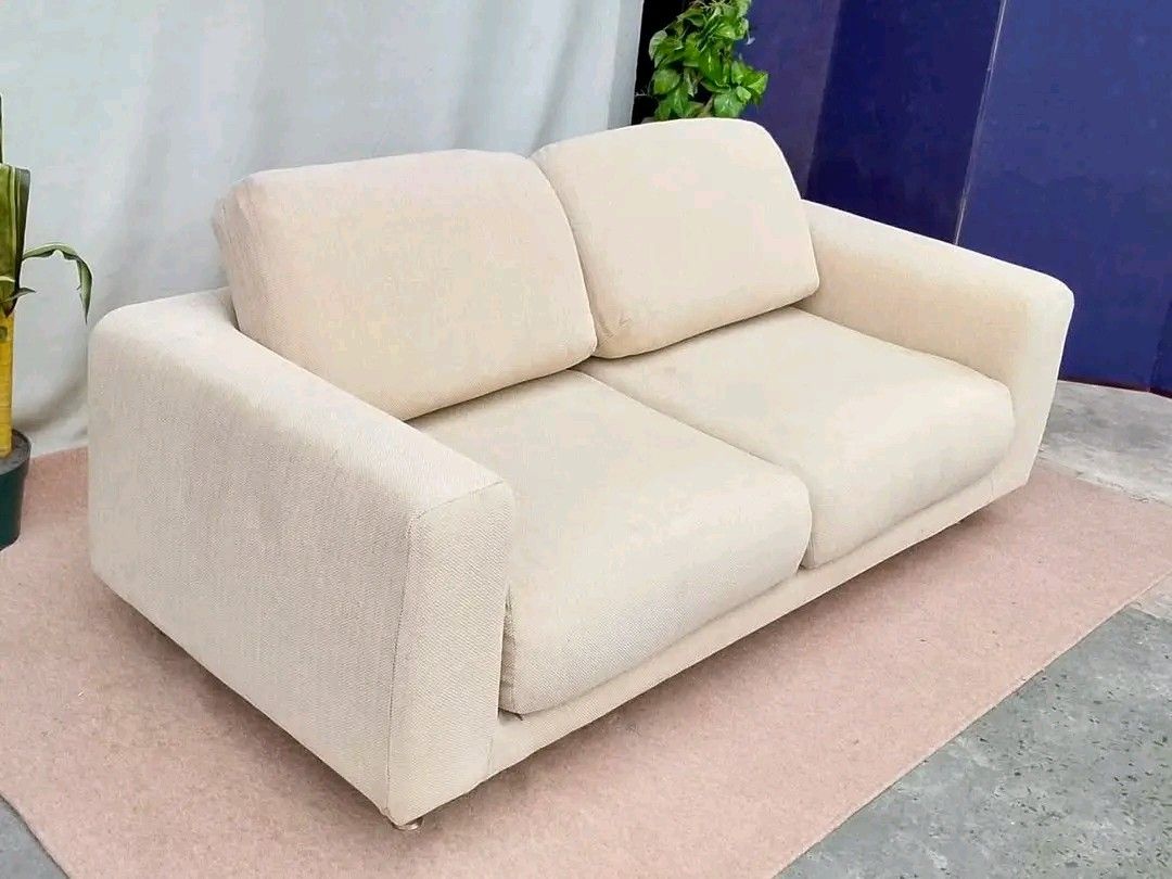 Cream 2-Seater Sofa (Category: Sofas) located in Manila. Submitted by eloizavill76462 (Listing ID 1444885778, Image 2). Description: MUJI 3-Seater Sofa Fully Washable Cover 75”L x 35”W x 15”SH.