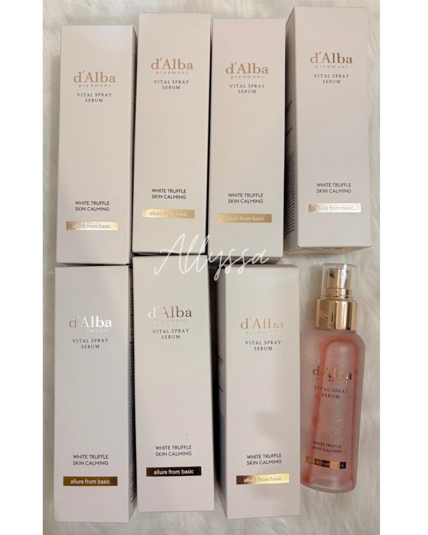 D’alba Vital Spray Serum (Category: Face Care) located in Cavite. Submitted by alyloop (Listing ID 1445006731, Image 2). Description: - d'Alba Piedmont Vital Spray Serum - Brandnew & sealed - White Truffle Skin Calming variant - Convenient spray bottle for easy application - Effectively soothes and calms the skin - 6 bottles available 📍Cavite.