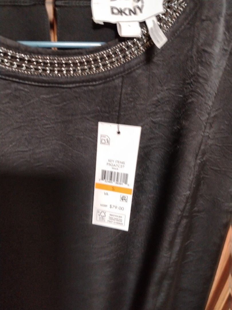 DKNY chain sleeveless crinkle satin top (Category: Sleeveless) located in Cavite. Submitted by oncetop_declutter (Listing ID 1445017821, Image 3). Description: new arrival.