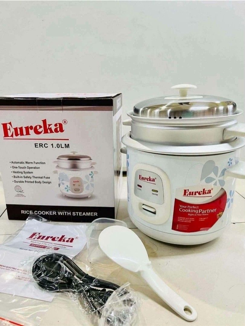Eureka Rice Cooker with Steamer (Category: Cookers) located in Manila. Submitted by onlineshoppersph (Listing ID 1444965627, Image 1). Description: Eureka rice cooker With steamer 1 liter Price 900 1.5 liter Price 999 1.8 liter Price 1100 Pick Up: 999 mall phase 2 Pwede CASH ON DELIVER via LALAMOVE (shoulder nyo FEE lalamove) Resellers are welcome PM for inquiries.