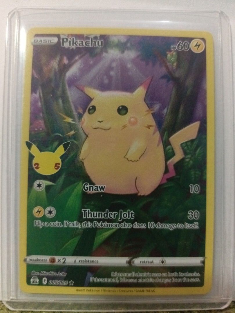 Fat Pikachu Pokemon cards 25th Celebrations (Category: Raw Singles) located in Bacoor. Submitted by jay_1104 (Listing ID 1444999890, Image 1). Description: Fat Pikachu Pokemon cards 25th Celebrations.