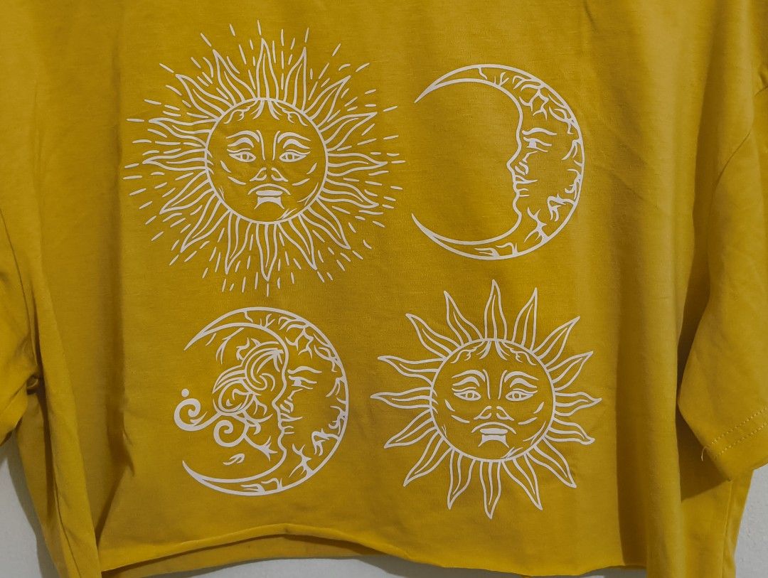 Forever 21 Celestial Yellow Crop Top (Category: Shirts) located in Quezon City. Submitted by afteruse (Listing ID 1445029676, Image 2). Description: Bought from Surplus Shop, obviously from the tag this is an F21 overrun. Fits medium to semi-large even if it says S on the tag!.