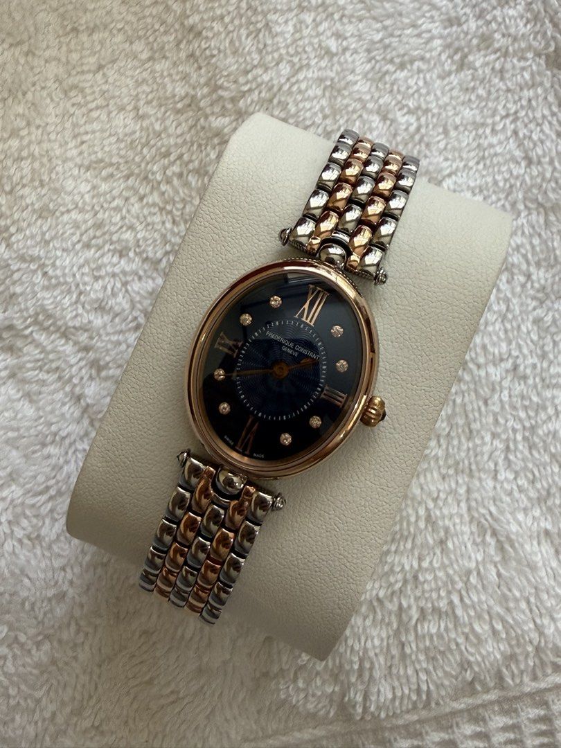 Frederique Constant (Category: Luxury Watches) located in Quezon City. Submitted by liezl.marie (Listing ID 1444910694, Image 2). Description: Fr€der!que C0nstant Navy blue mother-of-pearl dial , rose gold-tone Roman numerals and 8 diamond hour markers. 42,500 Open for layaway. Disclaimer: We are not affiliated, associated, authorized, endorsed by or in any way officially connected with any other company or luxury brand. All copyrights are reserv