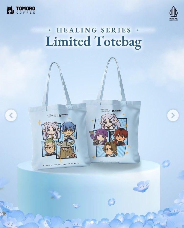 Frieren x Tomoro Tote Bag (Category: Tote Bags) located in Pasig City. Submitted by botaner (Listing ID 1443271330, Image 2). Description: For Sale: Frieren x Tomoro Tote Bag - Brand New and sealed - Php 850 + LSF - Loc: Pasig City - MOD: JNT, Lalamove, LBC, Grab Please PM me if interested. Thank you!.
