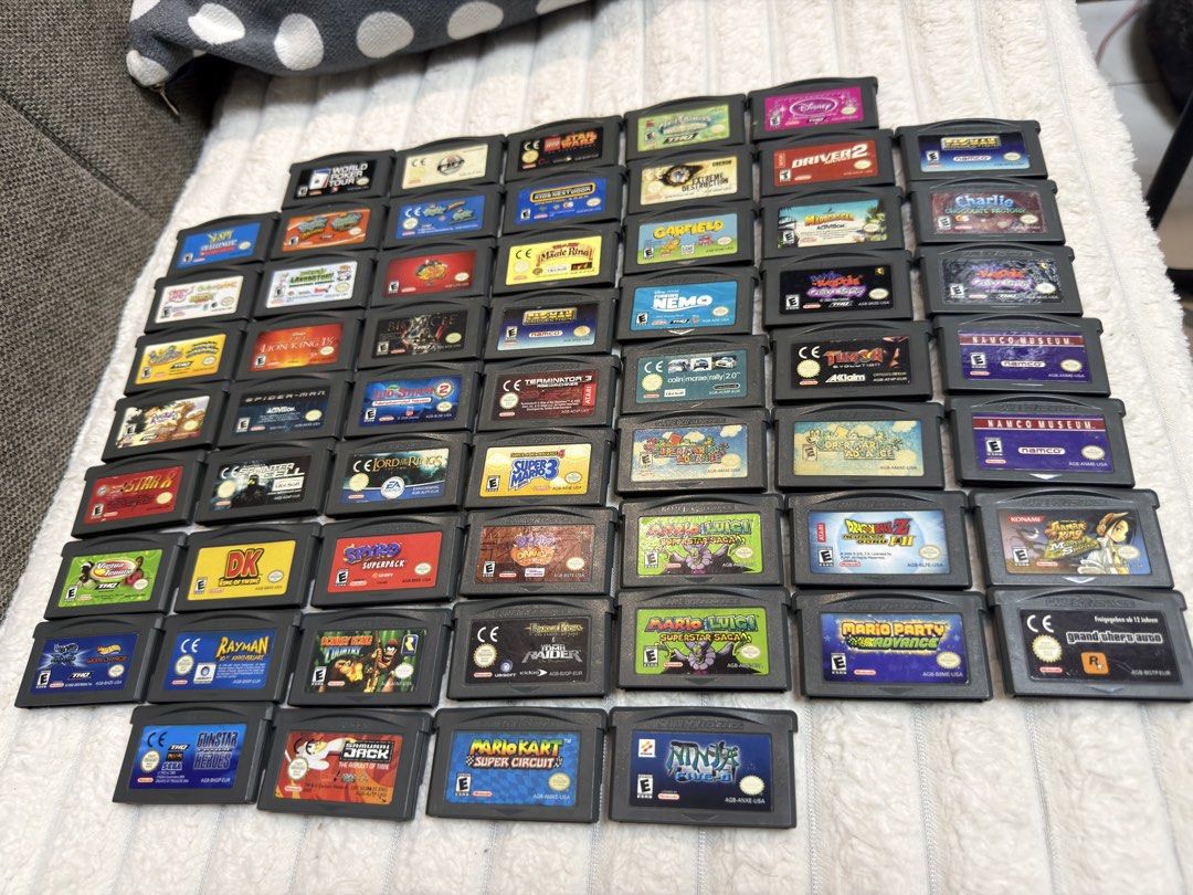 GBA Games (Category: Nintendo) located in Mandaluyong City. Submitted by mr.playsafe (Listing ID 1444915217, Image 1). Description: Gameboy Advance Games / GBA Games World Poker Tour - 300 Fifa Football - 300 Lego Star Wars - 500 Power Rangers Time Force - 500 Disney Princess - 500 I Spy Challenge - 200 Spongebob 2 in 1 - 400 each Robot Wars Extreme Destruction - 300 Driver 2 - 400 Pacman Collection - 500 each Original Memory Game - 200 Dexter's 