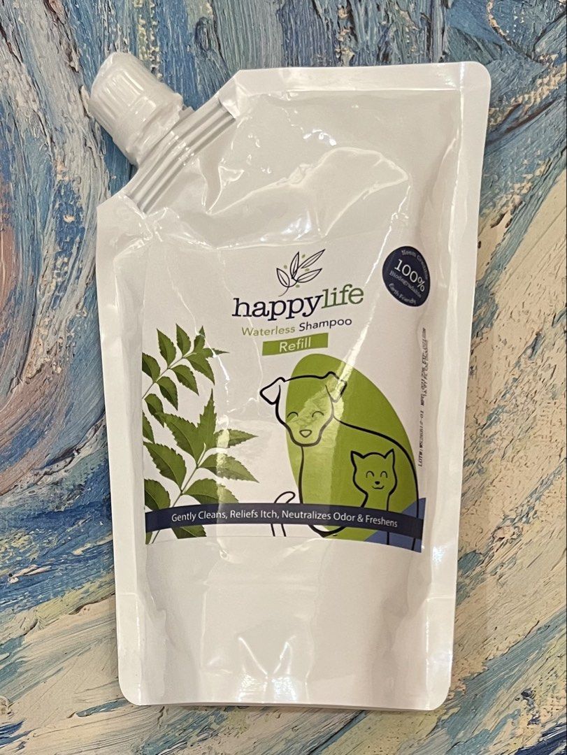 Happy Life Waterless Shampoo (500ml. pouch) (Category: Health & Grooming) located in Quezon City. Submitted by katchierandomness (Listing ID 1445013123, Image 1). Description: Biodegradable & earth-friendly. For veterinary use only. Exp date: Feb 2028. You can pay via GCash, Maya or BPI QR code..