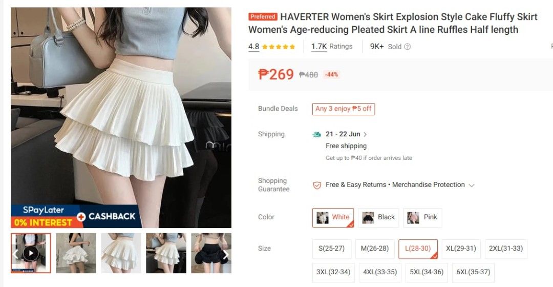 HAVERTER Pleated Skirt (White) (Category: Skirts) located in Makati City. Submitted by sam_265 (Listing ID 1444868363, Image 2). Description: like new no damage or discoloration.