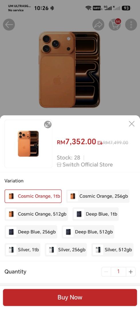 (Category: iPhone 17 Series) located in Putrajaya. Submitted by jerrardsim (Listing ID 1445002533, Image 3). Description: New iphone 17 pro 1tb to let go.. Intrested please pm... Reason for selling... Sign a wrong iphone from telco... This iphone not under contract anymore and comes with recipt and eveything... Pm for more.