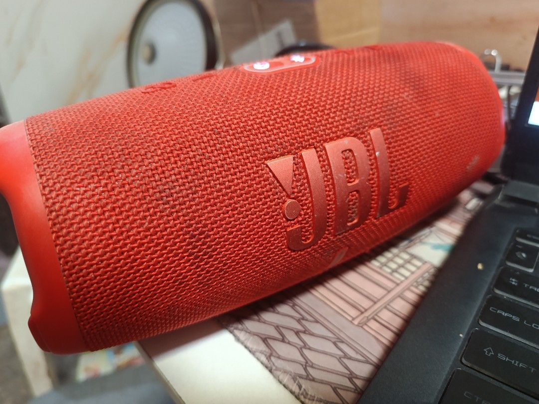 JBL Charge 4 Portable Waterproof Bluetooth Speaker Red (Category: Soundbars, Speakers & Amplifiers) located in Dasmarinas. Submitted by rvjngardon (Listing ID 1444927066, Image 2). Description: - Red JBL Charge 4 portable speaker - Waterproof design - Excellent sound quality for its size - Easy Bluetooth connectivity - Long-lasting battery life - Ideal for outdoor parties or home use.
