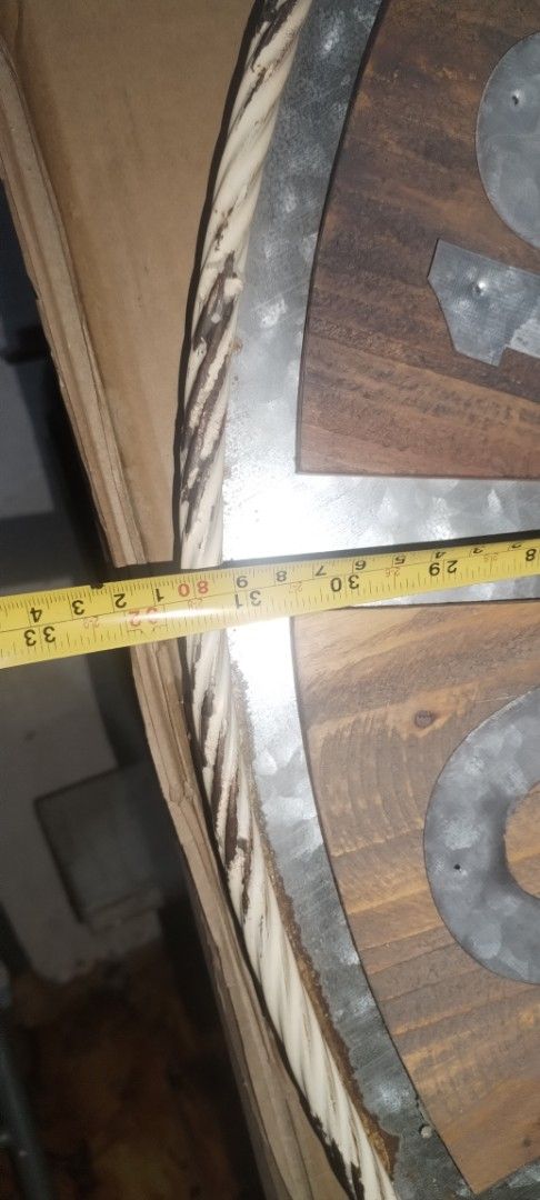 Large Vintage "Old Time" Wall Clock with Rope Trim (Category: Clocks) located in Caloocan City. Submitted by rowely_jpn (Listing ID 1444960669, Image 2). Description: Selling a large vintage-style wall clock. It has a distressed wood and metal face with "OLD TIME" and "1837" printed on it. The numbers are large and easy to read. There's a rope trim around the edge. The clock mechanism is included. Measures about 31 inches in diameter..