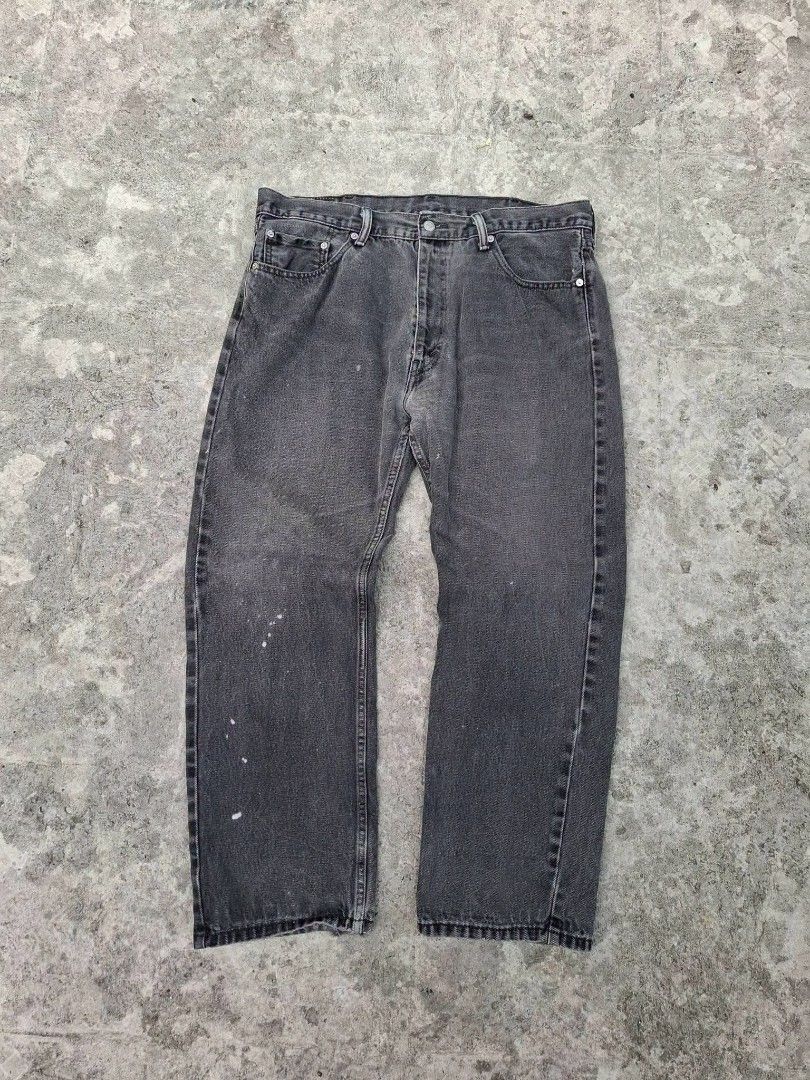LEVI'S 505 BLACK WASH DENIM (Category: Jeans) located in Quezon City. Submitted by kentstuff (Listing ID 1444991751, Image 2). Description: LEVI'S 505 BLACK WASH DENIM Waist: 38 Length: 38 Leg opening: 9 Condition: Excellent CR: 8/10 Issue: Paint stain / Heel drag DISCLAIMER: This is a thrifted item. All brands, logos, and trademarks belong to their rightful owners. We’re here to rehome great pieces — no brand affiliation intended.