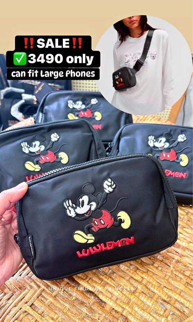 lululemon x disney everywhere belt bag (Category: Cross-body Bags) located in Cavite. Submitted by mylittlechicshop (Listing ID 1435720041, Image 1). Description: ‼️SALE‼️ D!sney x lululem0n Everywhere Belt Bag 1L (Mickey in Motion Graphic) ✅2 pcs available ❌2 sold Why we made this: Phone, keys, wallet. Keep them close in this versatile belt bag that helps you get out the door and on to your next adventure. Designed for Casual! Bag dimensions: 19