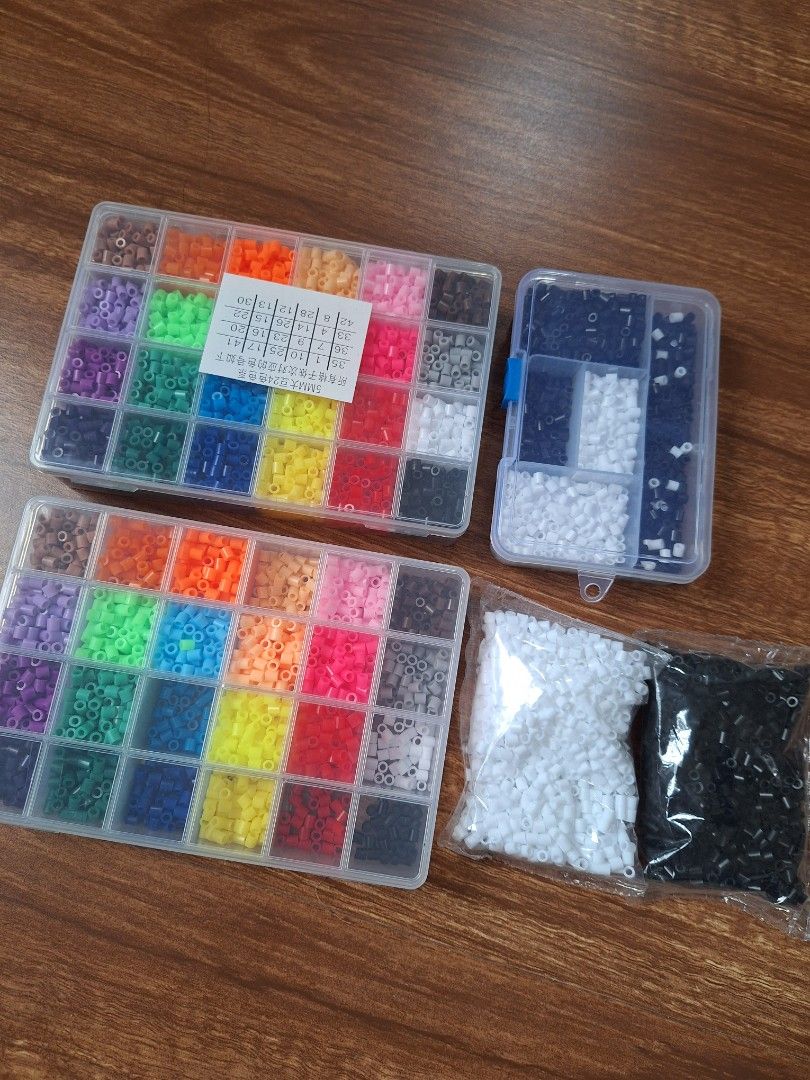Perler Beads Kit 5mm with Iron and Accessories (Category: Craft Supplies & Tools) located in Subic. Submitted by prelovedprojectbyz (Listing ID 1444916272, Image 1). Description: 5mm With iron Includes 2 sets of beads (7000 pcs each set pero yung isa bawas na) Includes 4 boards (3 square, 1 circle) Accessories Not included: Yung plastic film and free pattern.