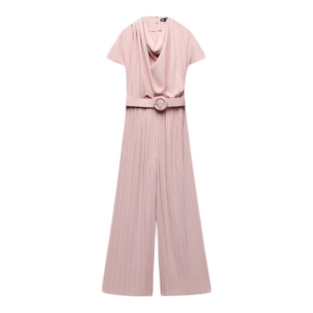 Pink Pleated Jumpsuit with Belt (Category: Jumpsuits) located in Buguey. Submitted by ocloset0324 (Listing ID 1444917172, Image 1). Description: Worn once!! 1200!! Xs fits upto semi medium.