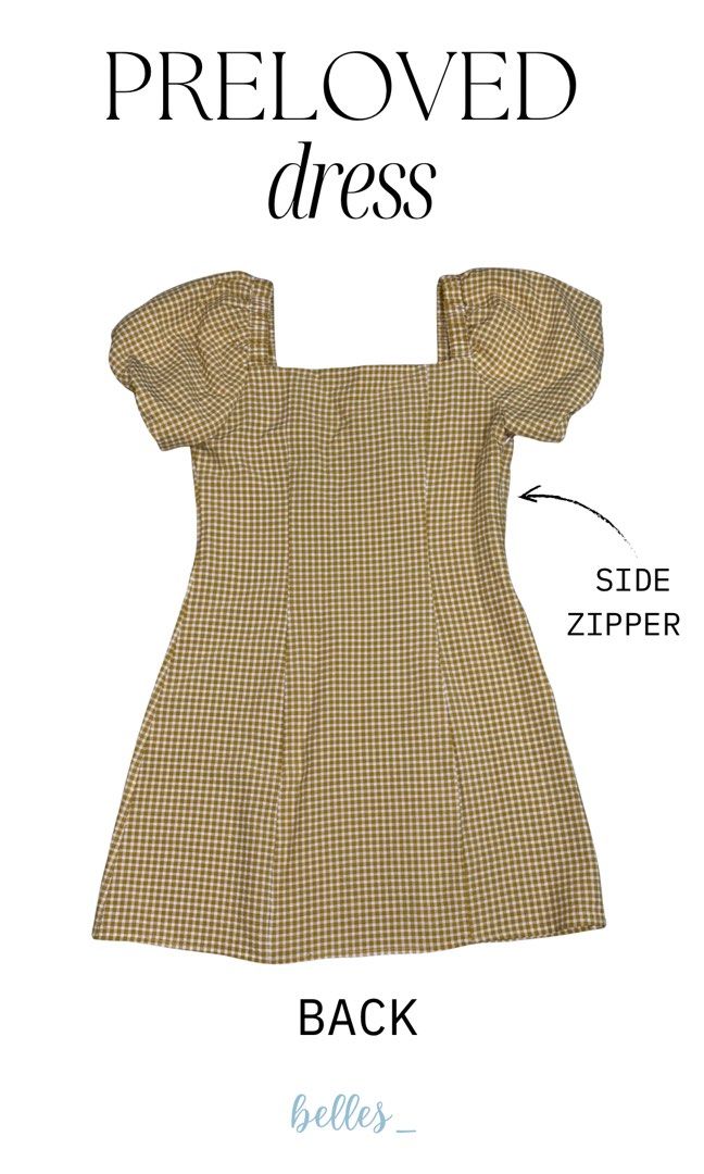PRELOVED PLAID PUFF SLEEVES DRESS (Category: Dresses) located in San Fernando. Submitted by belles_ (Listing ID 1444901692, Image 2). Description: - Hindi na nagagamit - Good condition, walang sira/butas, maayos pa lahat ng tahi - Walang stains - W/ zipper sa side - Size: M - Color: yellow orange - DM for more photos - Decluttering my space - Inspected, cleaned, and ready to ship - Shipping via J&T|Buyer covers shipping fee - Payment via Maya|No 